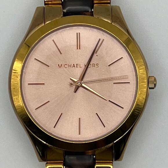 Michael Kors MK4301 Runway Rose Gold Tortoise Ladies Watch Extra Links Working - Picture 6 of 11